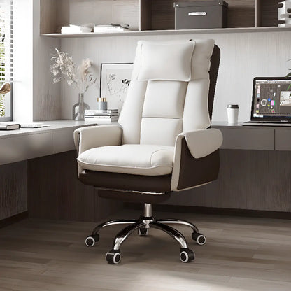 Ergonomic White-Orange Faux Fur Recliner Adjustable Office Chair