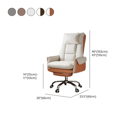 Ergonomic White-Orange Faux Fur Recliner Adjustable Office Chair