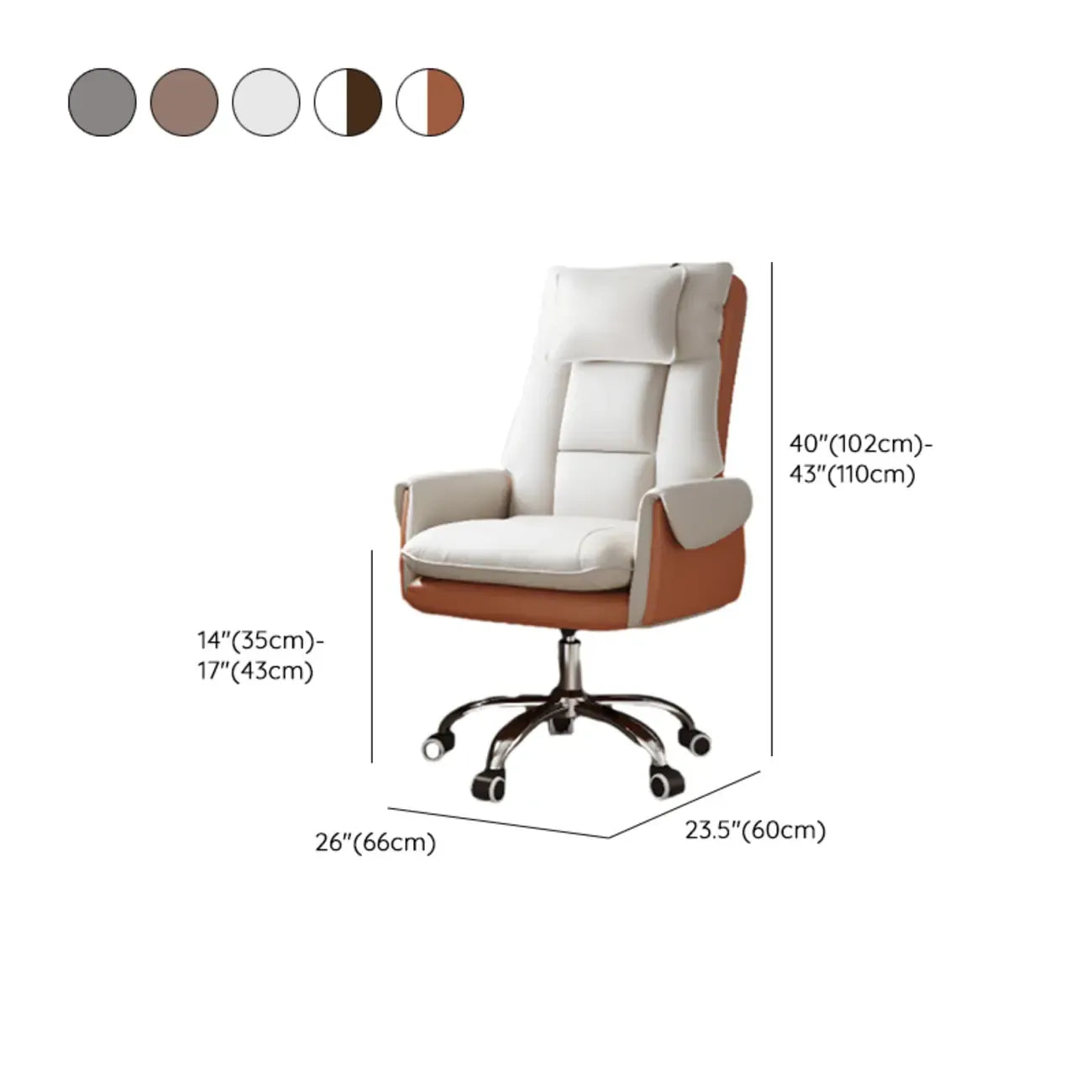 Ergonomic White-Orange Faux Fur Recliner Adjustable Office Chair