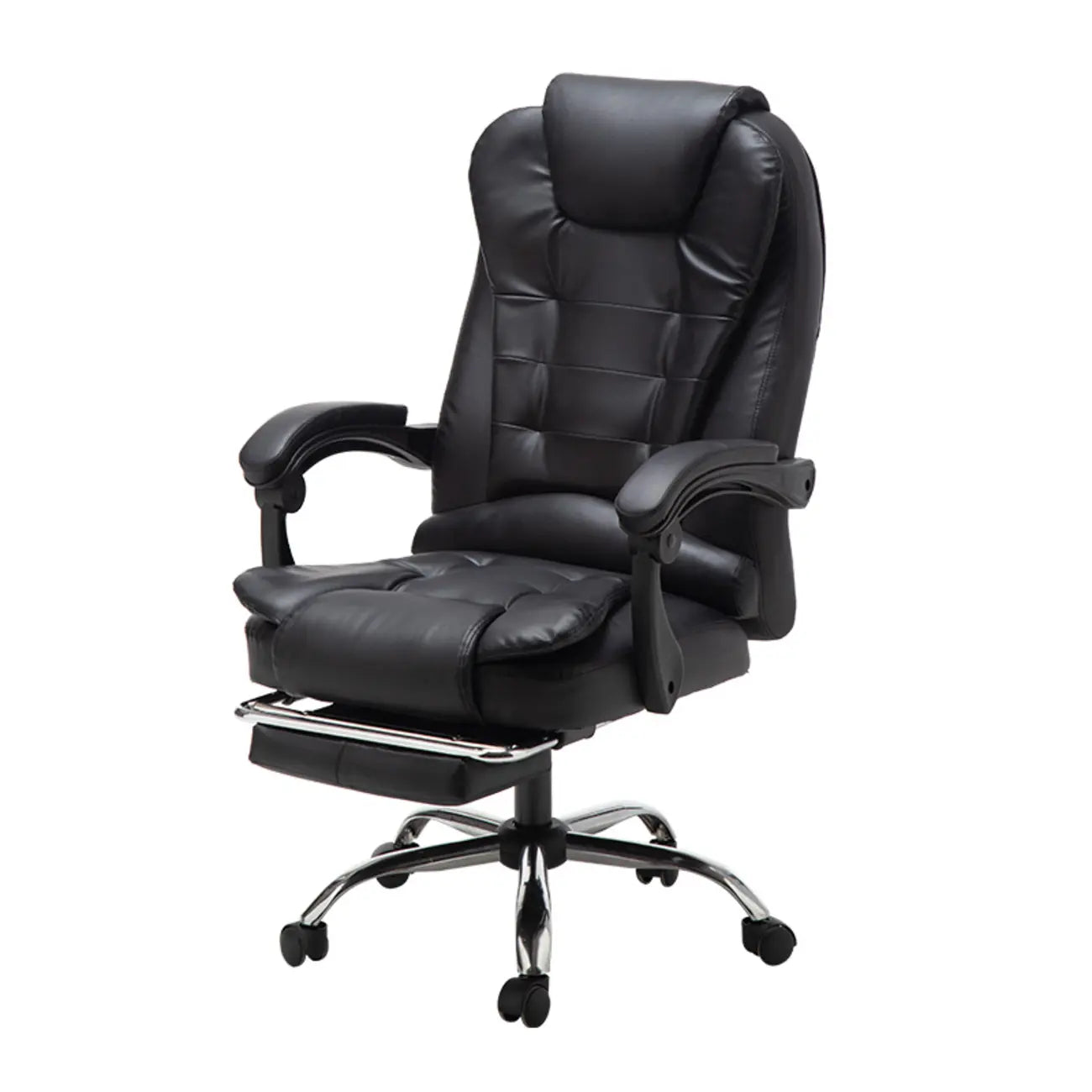 Executive Ergonomic Black Leather Swivel Reclining Office Chair