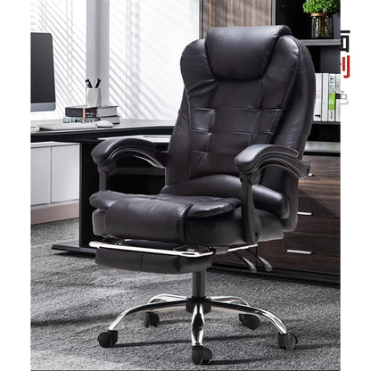Executive Ergonomic Black Leather Swivel Reclining Office Chair