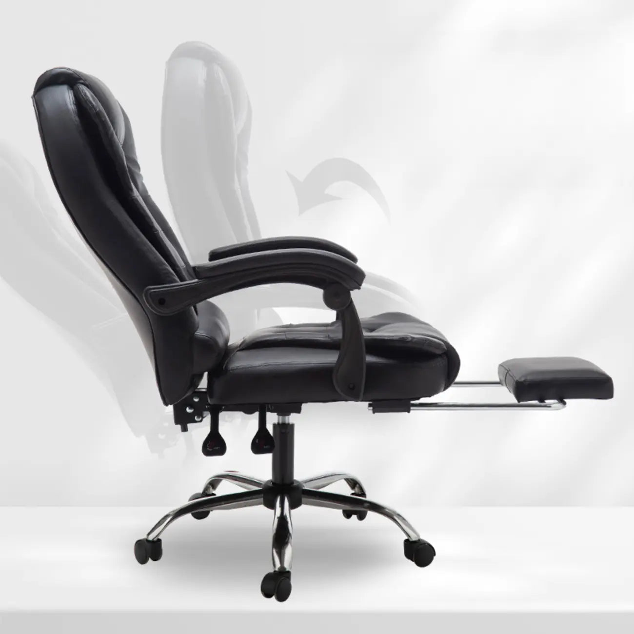 Executive Ergonomic Black Leather Swivel Reclining Office Chair