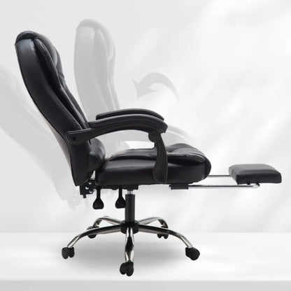 Executive Ergonomic Black Leather Swivel Reclining Office Chair