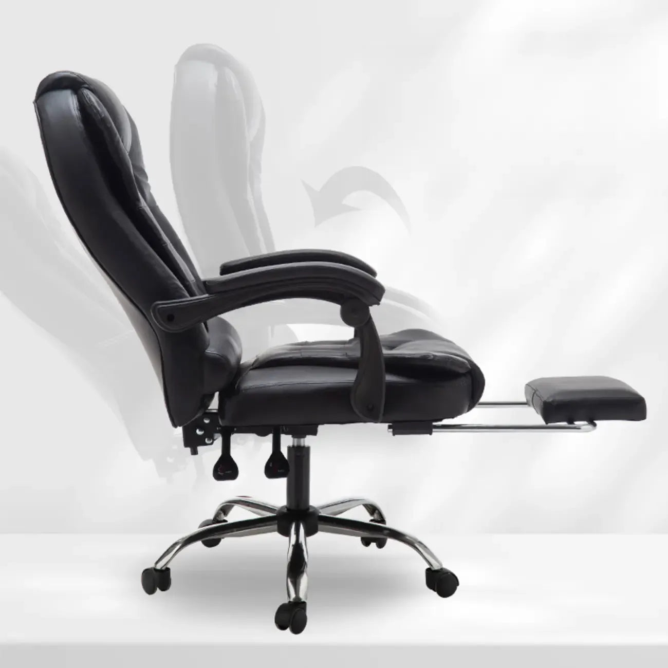 Executive Ergonomic Black Leather Swivel Reclining Office Chair