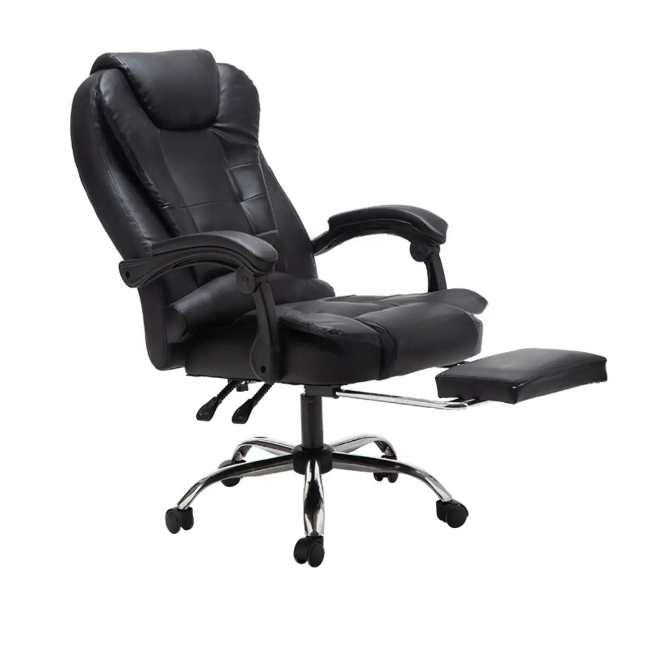 Executive Ergonomic Black Leather Swivel Reclining Office Chair