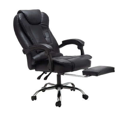 Executive Ergonomic Black Leather Swivel Reclining Office Chair