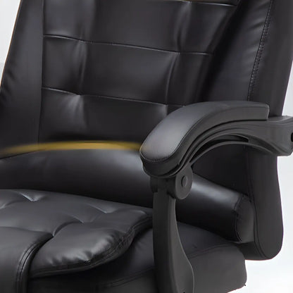 Executive Ergonomic Black Leather Swivel Reclining Office Chair
