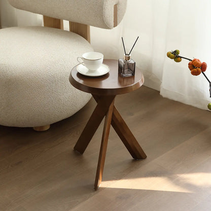 Contemporary Black Wooden Tripod Side Table