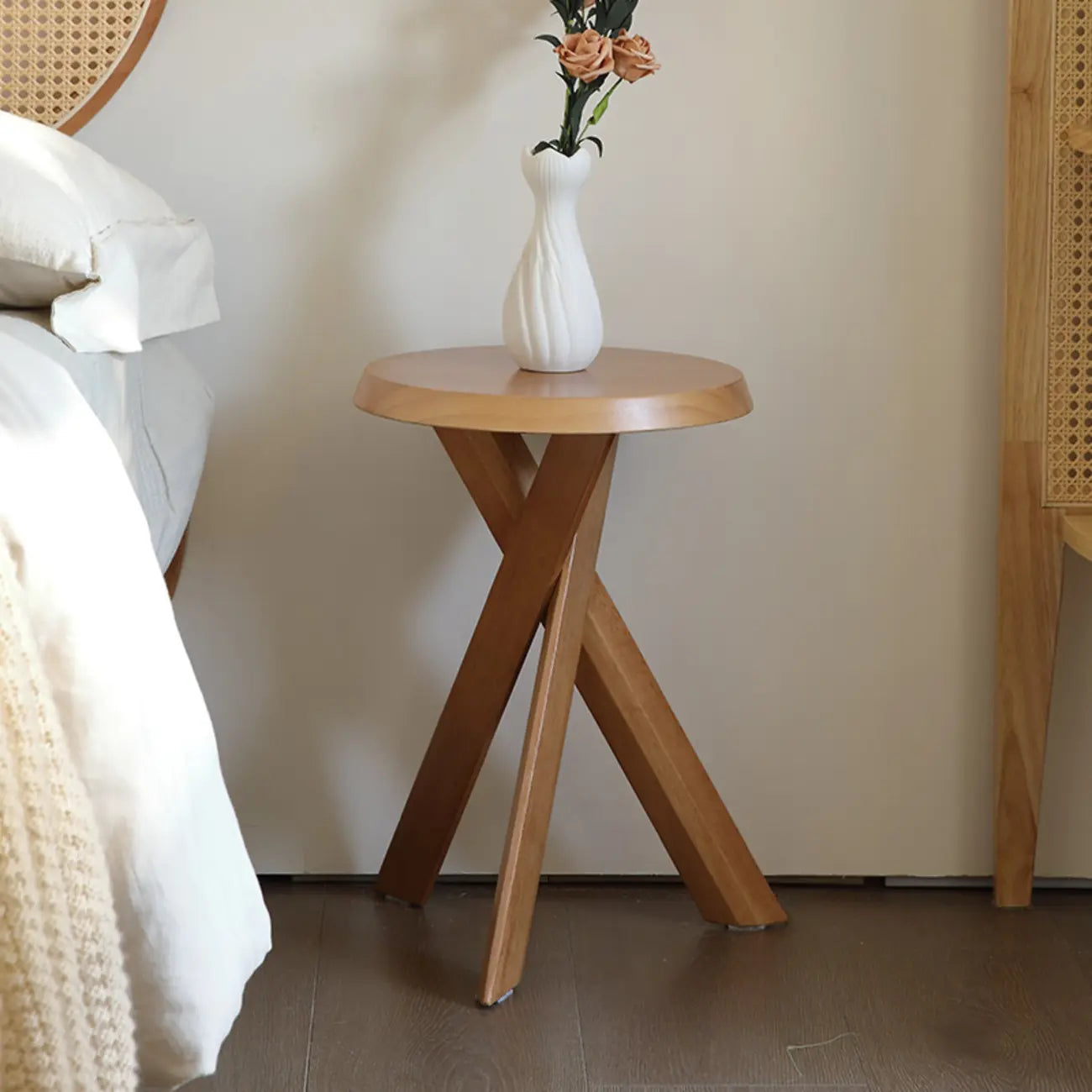 Contemporary Black Wooden Tripod Side Table