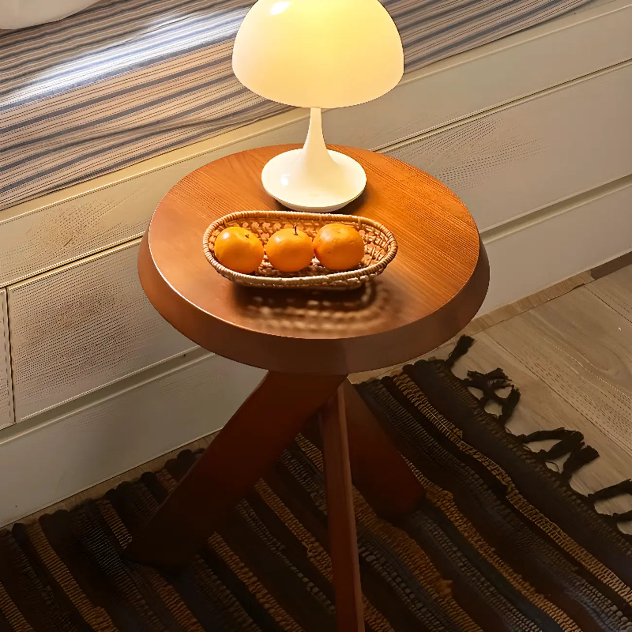 Contemporary Black Wooden Tripod Side Table
