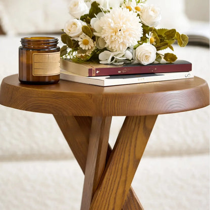 Contemporary Black Wooden Tripod Side Table