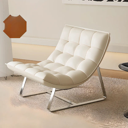 Modern Tufted Leather Accent ArmChair with Ottoman