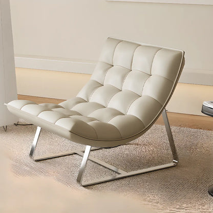 Modern Tufted Leather Accent ArmChair with Ottoman
