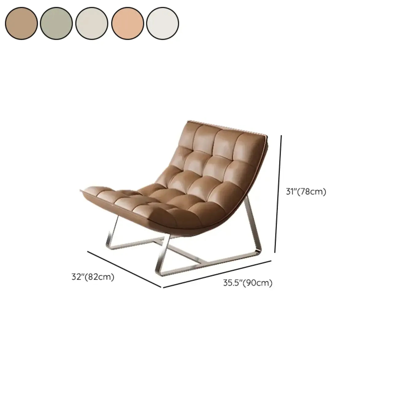 Modern Tufted Leather Accent ArmChair with Ottoman