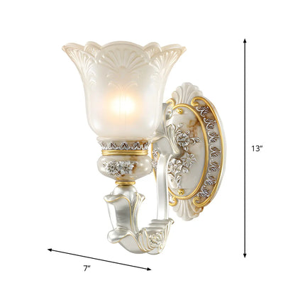 Elegant White Gold Floral Glass Retro LED Wall Light