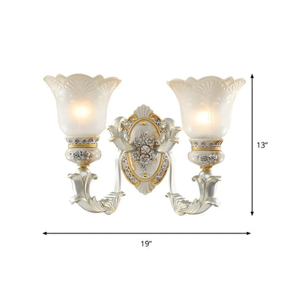Elegant White Gold Floral Glass Retro LED Wall Light