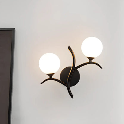Modern 2-Light Wall Sconce with Glass Globes for Bedroom