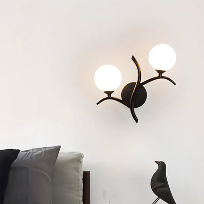 Modern 2-Light Wall Sconce with Glass Globes for Bedroom