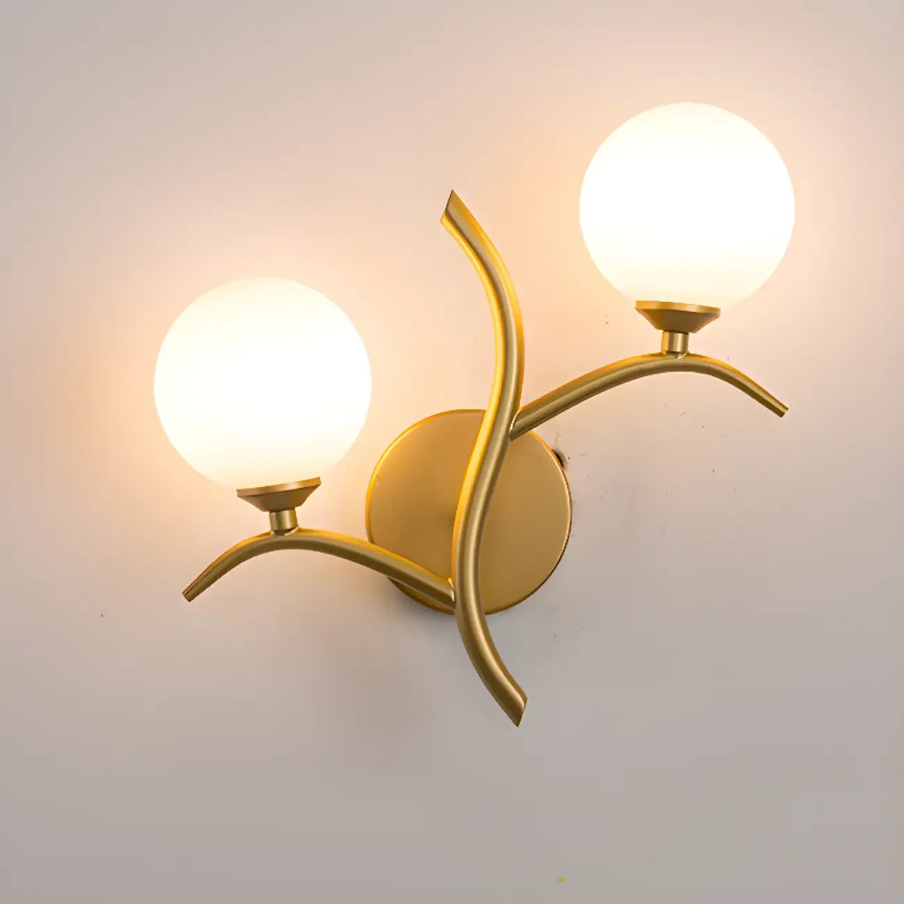 Modern 2-Light Wall Sconce with Glass Globes for Bedroom