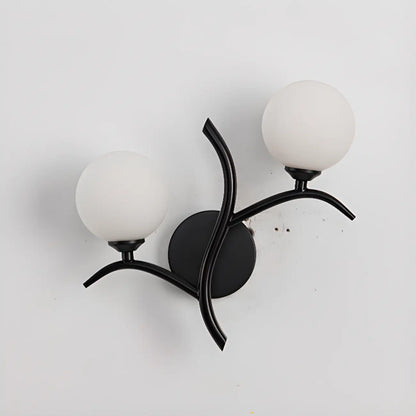 Modern 2-Light Wall Sconce with Glass Globes for Bedroom