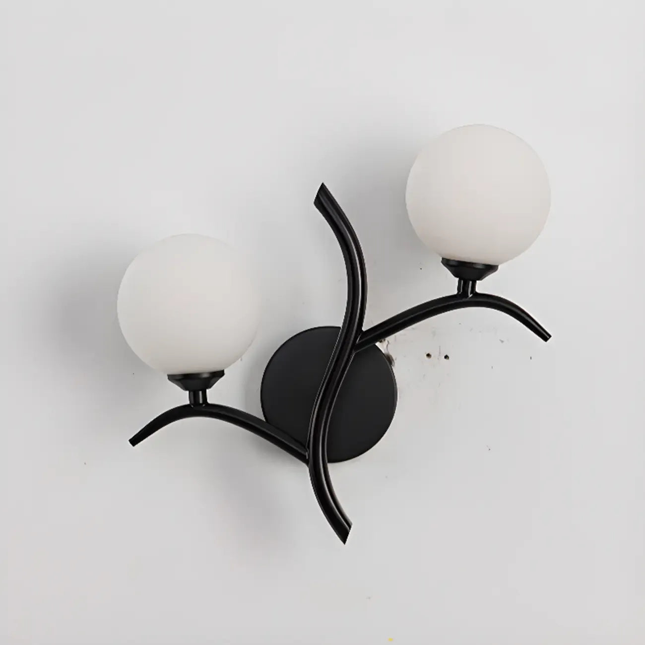 Modern 2-Light Wall Sconce with Glass Globes for Bedroom