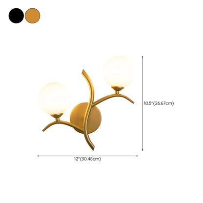 Modern 2-Light Wall Sconce with Glass Globes for Bedroom