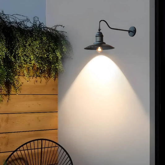 Industrial Metal Curved Down Shade LED Outdoor Wall Light