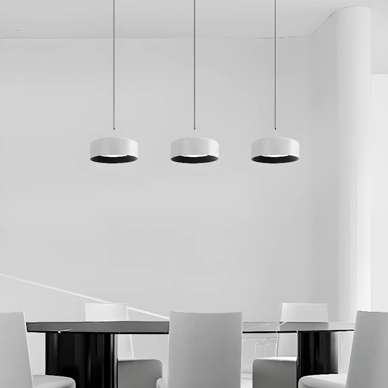 Simple Metal Drum Island Pendant Light Dimmable LED for Kitchen