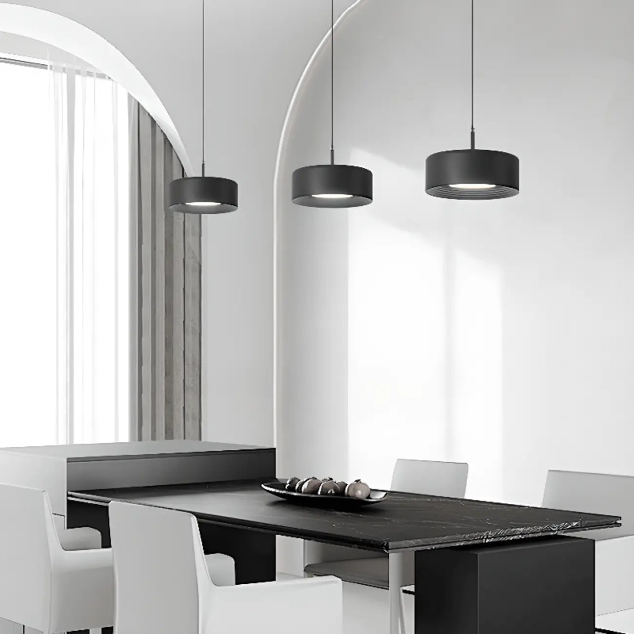 Simple Metal Drum Island Pendant Light Dimmable LED for Kitchen