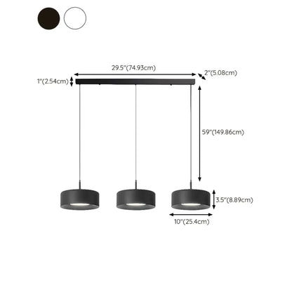 Simple Metal Drum Island Pendant Light Dimmable LED for Kitchen