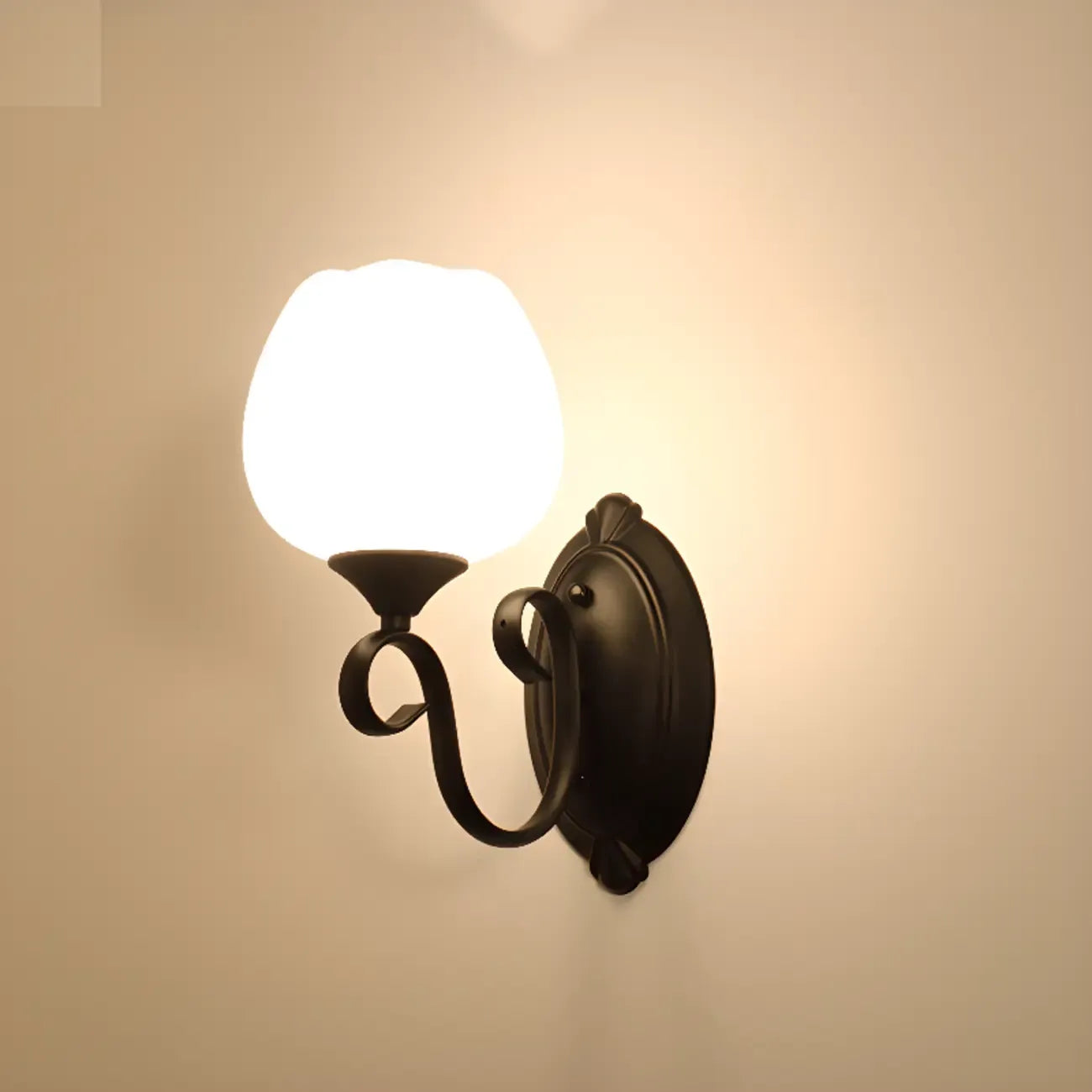 1/2 Light White Wall Sconce with Glass Shade for Living Room