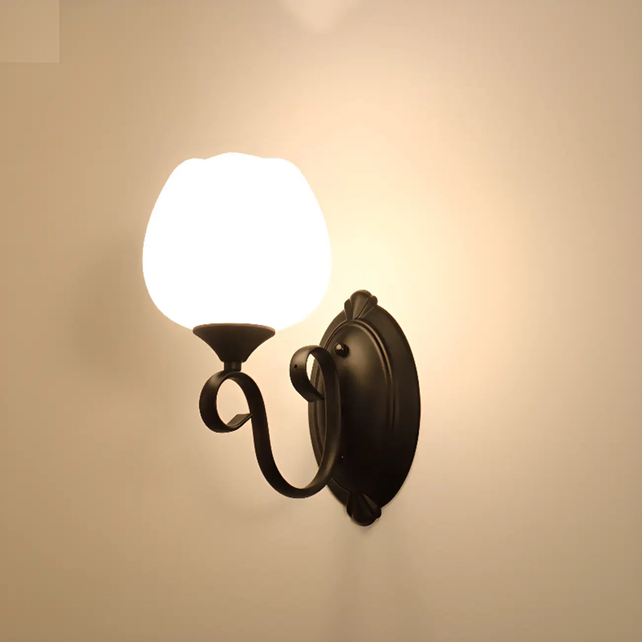 1/2 Light White Wall Sconce with Glass Shade for Living Room