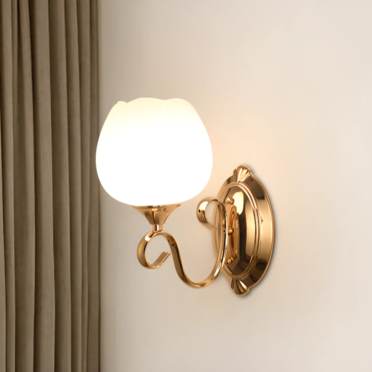 1/2 Light White Wall Sconce with Glass Shade for Living Room