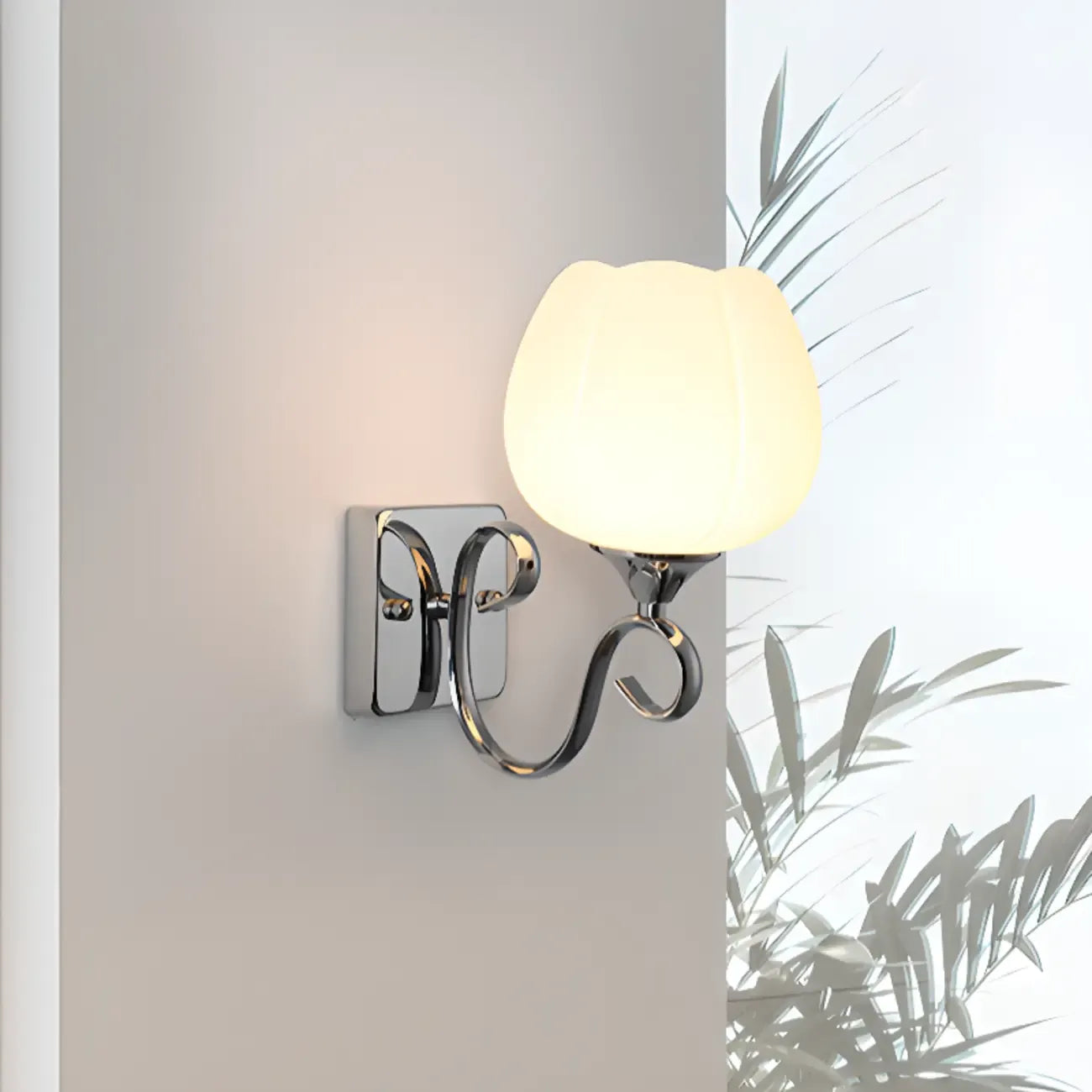 1/2 Light White Wall Sconce with Glass Shade for Living Room