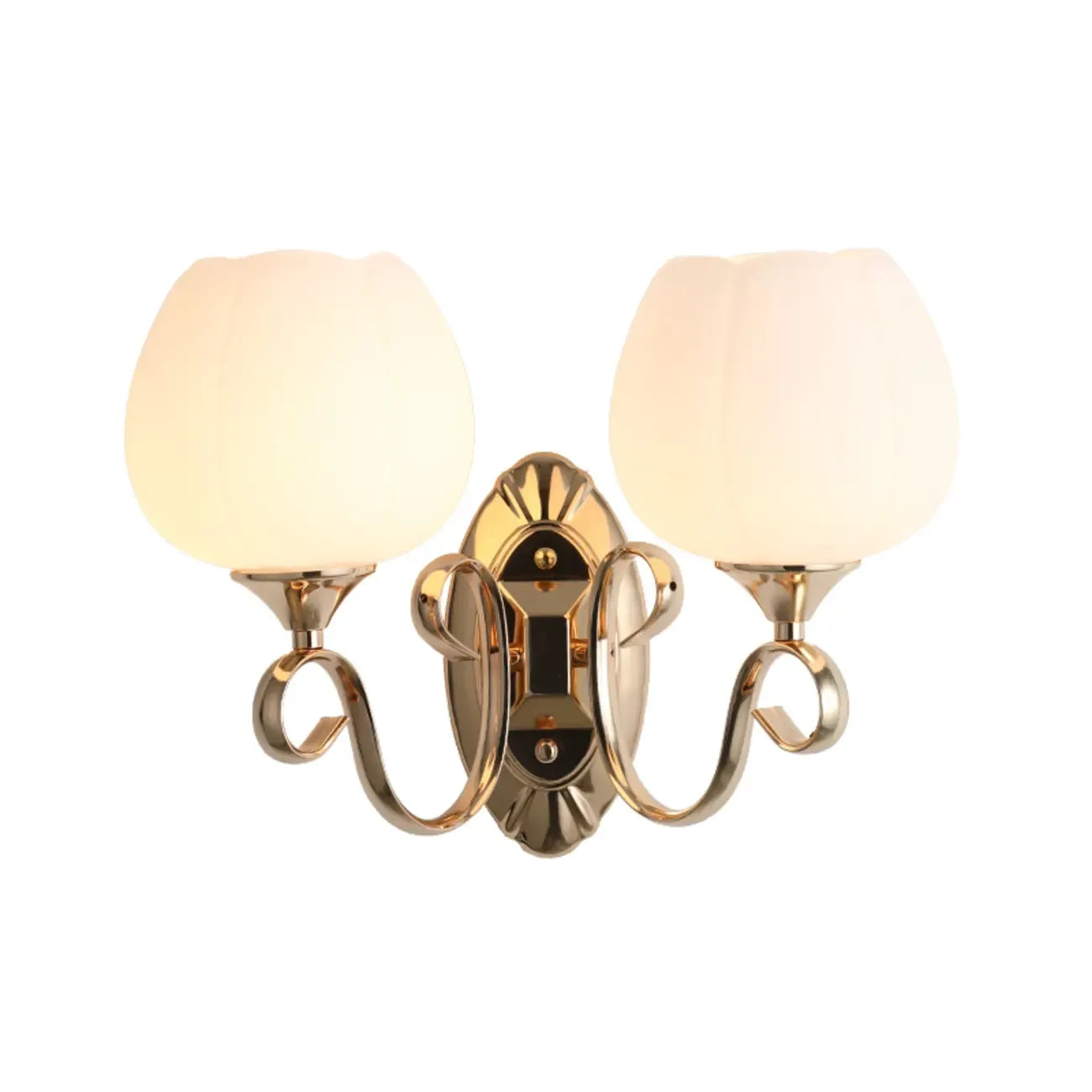 1/2 Light White Wall Sconce with Glass Shade for Living Room