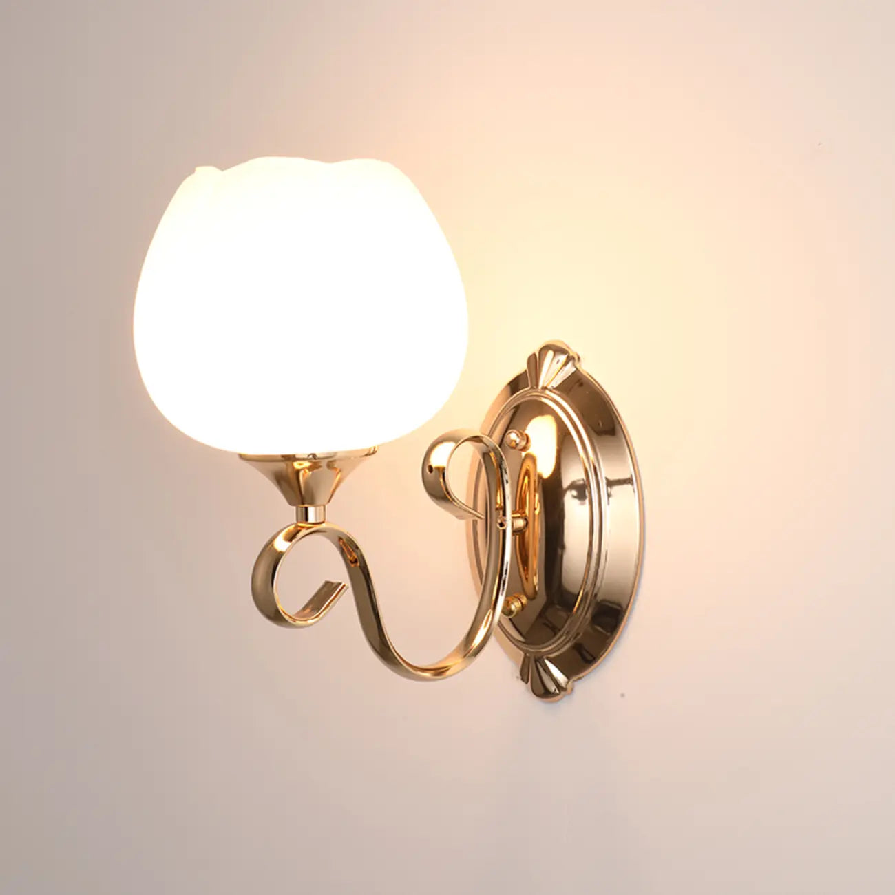 1/2 Light White Wall Sconce with Glass Shade for Living Room