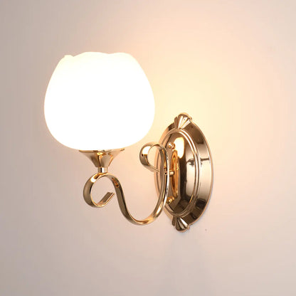 1/2 Light White Wall Sconce with Glass Shade for Living Room