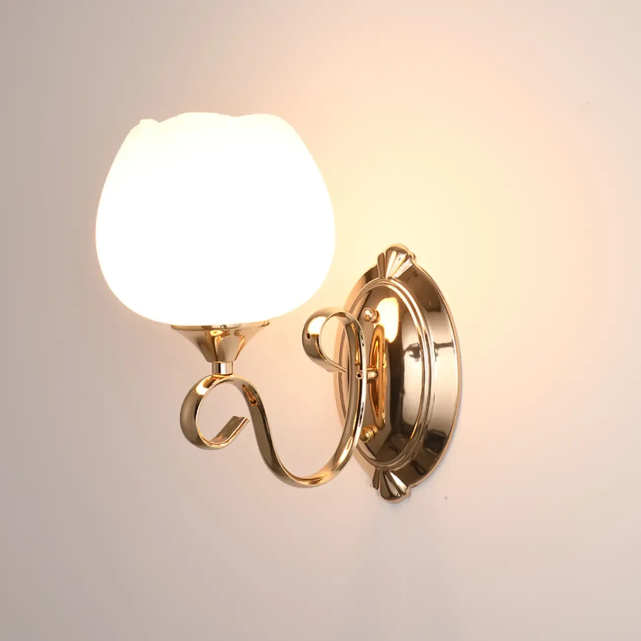 1/2 Light White Wall Sconce with Glass Shade for Living Room