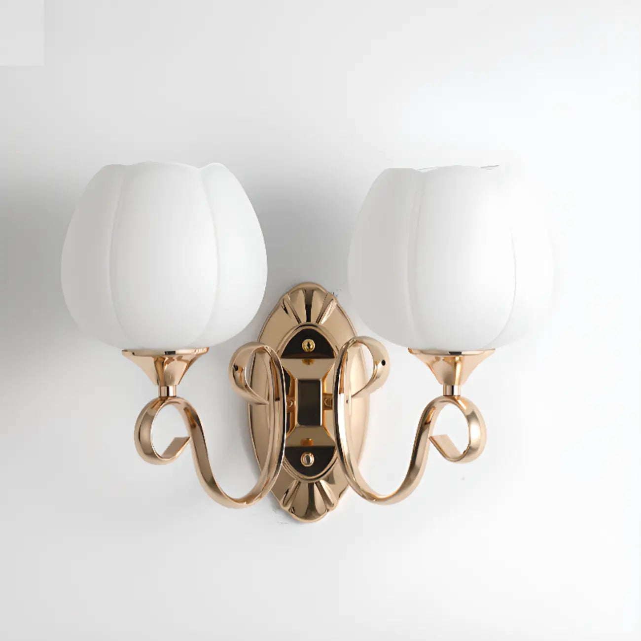 1/2 Light White Wall Sconce with Glass Shade for Living Room