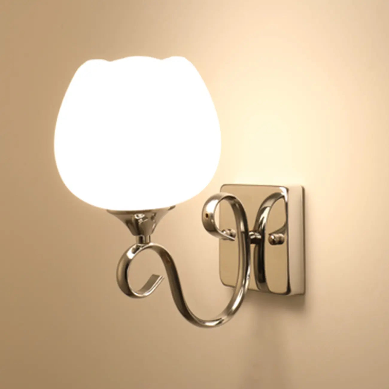 1/2 Light White Wall Sconce with Glass Shade for Living Room