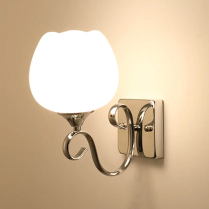 1/2 Light White Wall Sconce with Glass Shade for Living Room