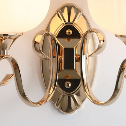 1/2 Light White Wall Sconce with Glass Shade for Living Room