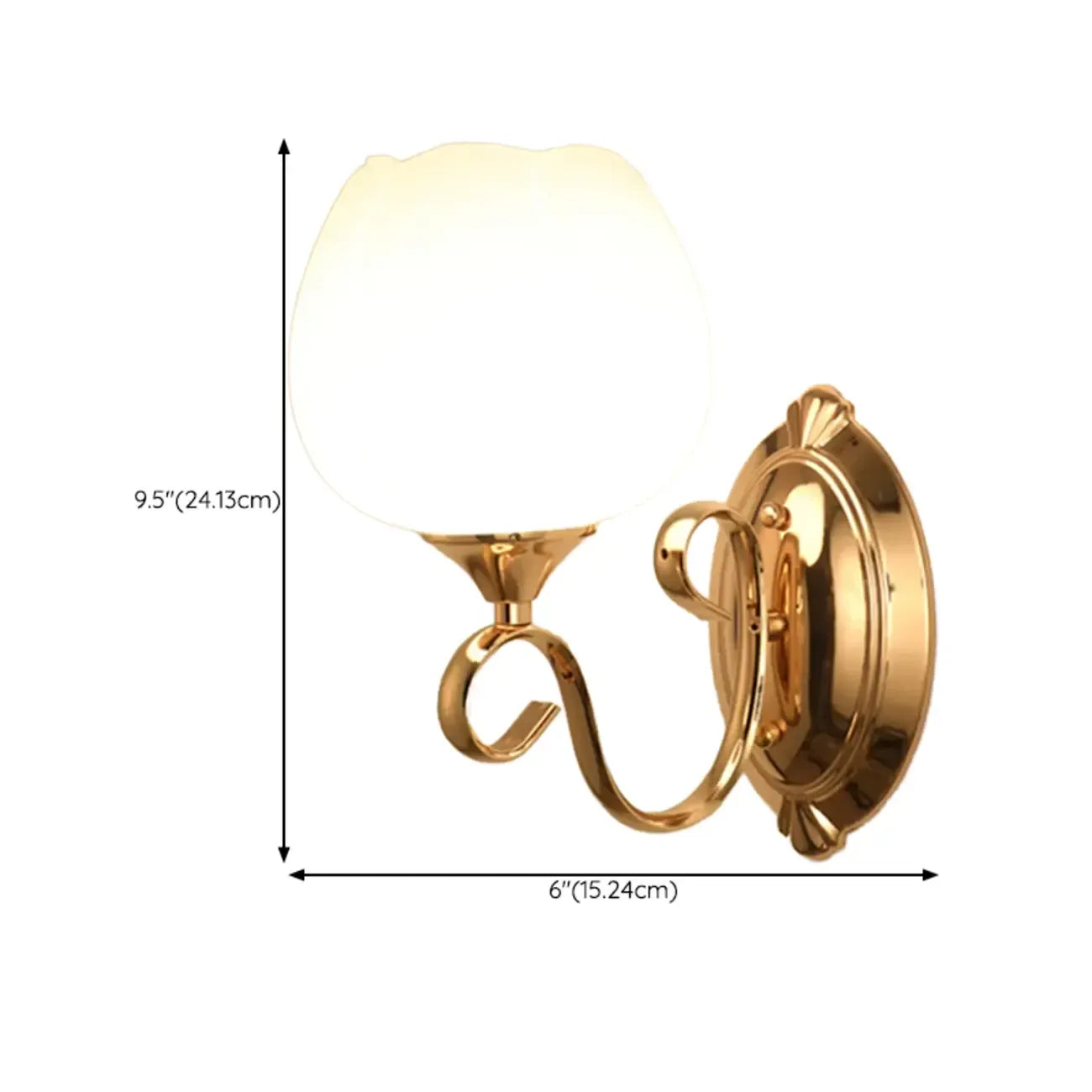 1/2 Light White Wall Sconce with Glass Shade for Living Room