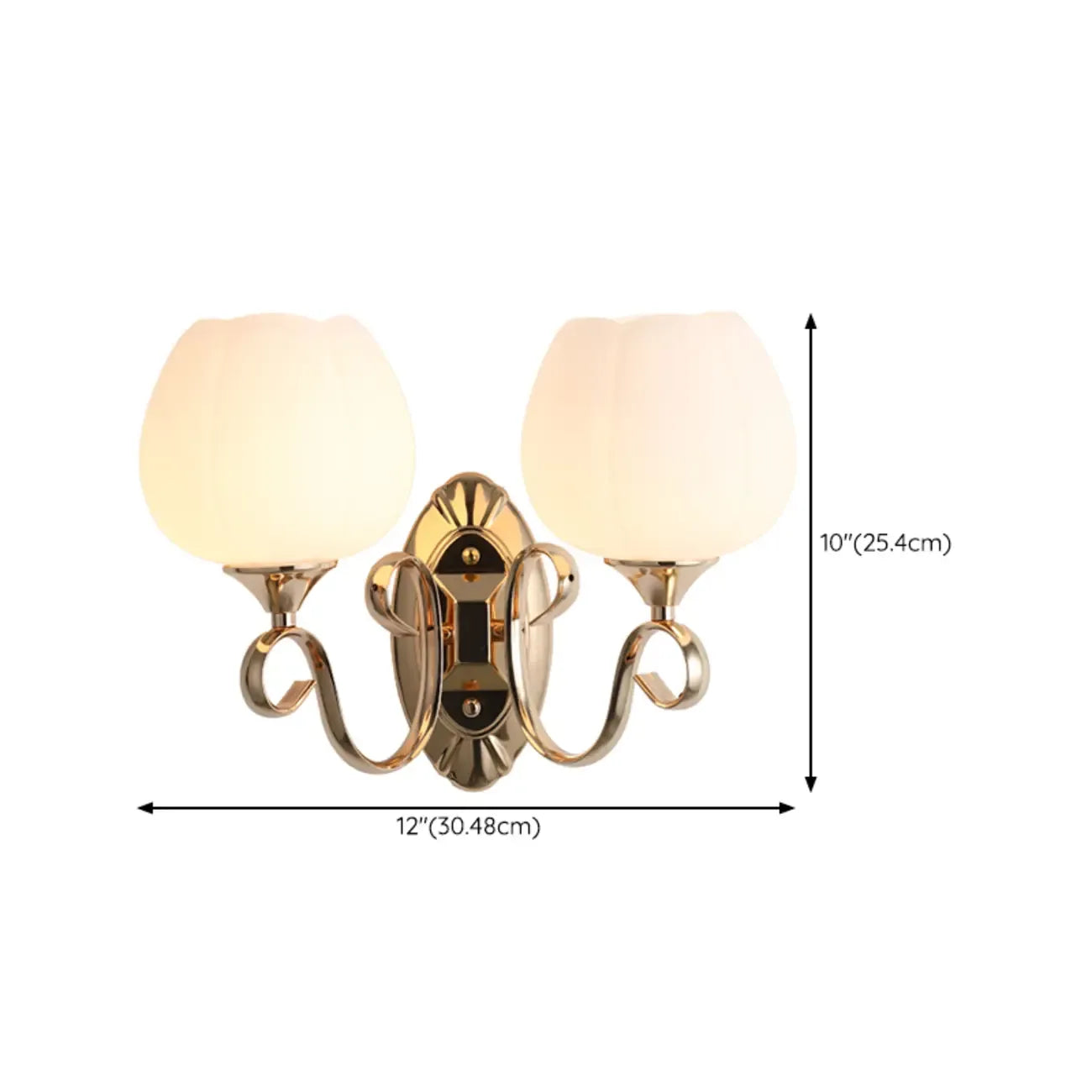 1/2 Light White Wall Sconce with Glass Shade for Living Room