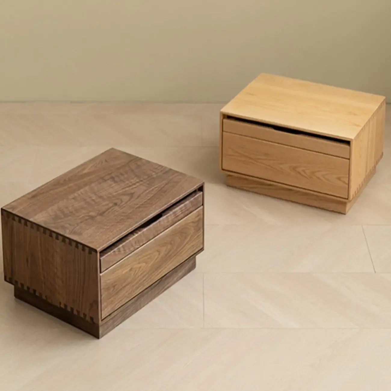 Scandinavia Solid Wood Two-Drawer Storage Nightstand