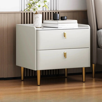 Modern Narrow Small Bedside Table Stone Top with Drawer Storage