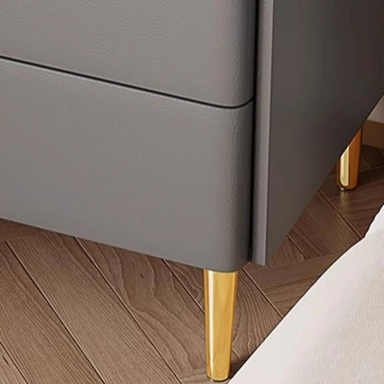 Modern Narrow Small Bedside Table Stone Top with Drawer Storage
