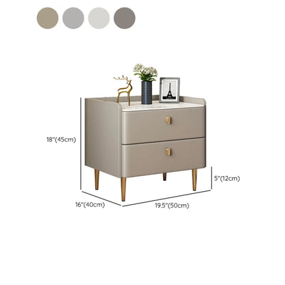 Modern Narrow Small Bedside Table Stone Top with Drawer Storage
