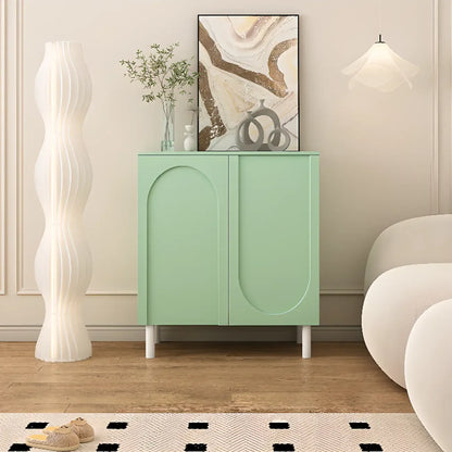 Modern Pink Wood Shoe Cabinet 3-Door Storage Unit