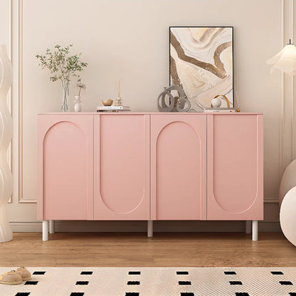 Modern Pink Wood Shoe Cabinet 3-Door Storage Unit